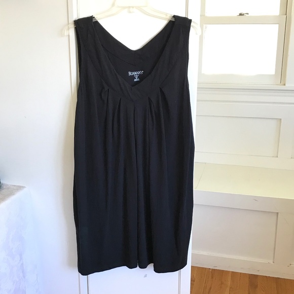 ROAMANS Pleated Tunic Tank Black Sleeveless Tunic Runs Small Plus Size 4X 3X 2X - Picture 1 of 16